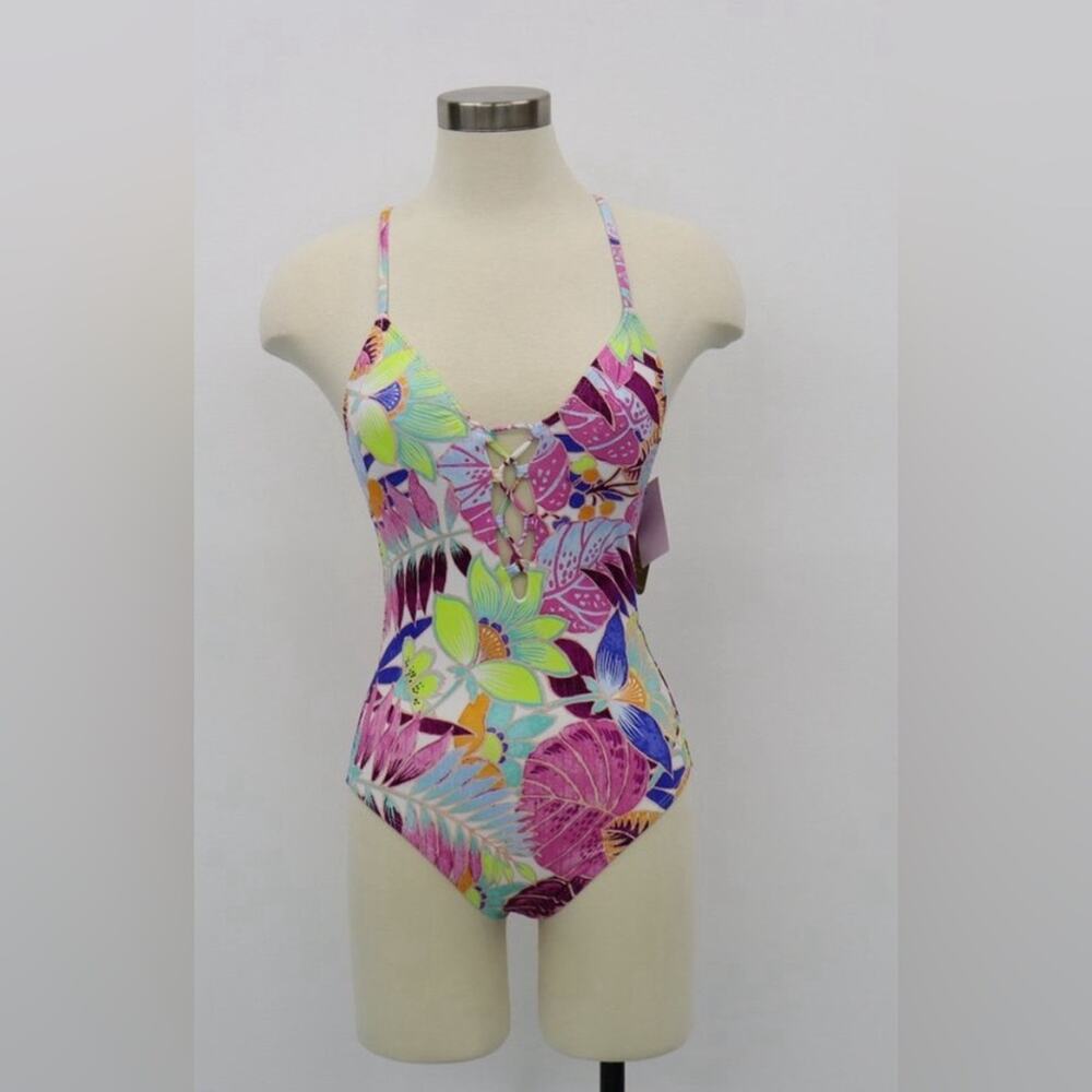 NWT Hobie Tropical One Piece Plunge Front Open Back Various Sizes All NEW